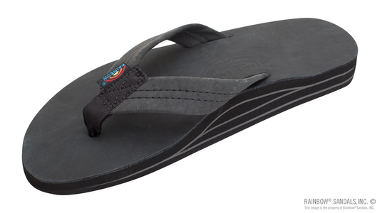 Men's Premier Leather Black Double Layer Sandals