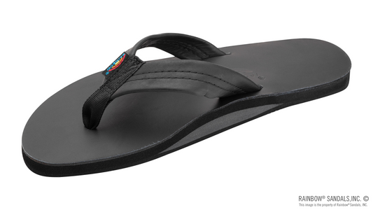 Men's Premier Leather Black Single Layer Arch Sandals