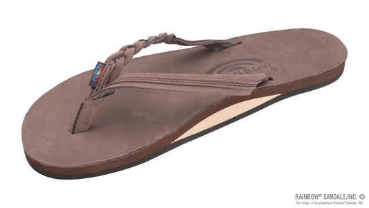 Women's Flirty Braidy Sandals - Single Layer Premier Leather 1/2" Narrow Strap with Braid