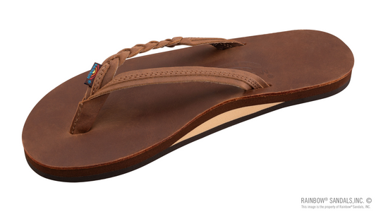 Women's Flirty Braidy Sandals - Single Layer Premier Leather 1/2" Narrow Strap with Braid
