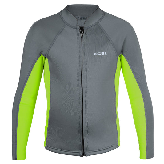 Youth Axis Long Sleeve Jacket 2/1mm - Lt. Carbon/Fl. Lime