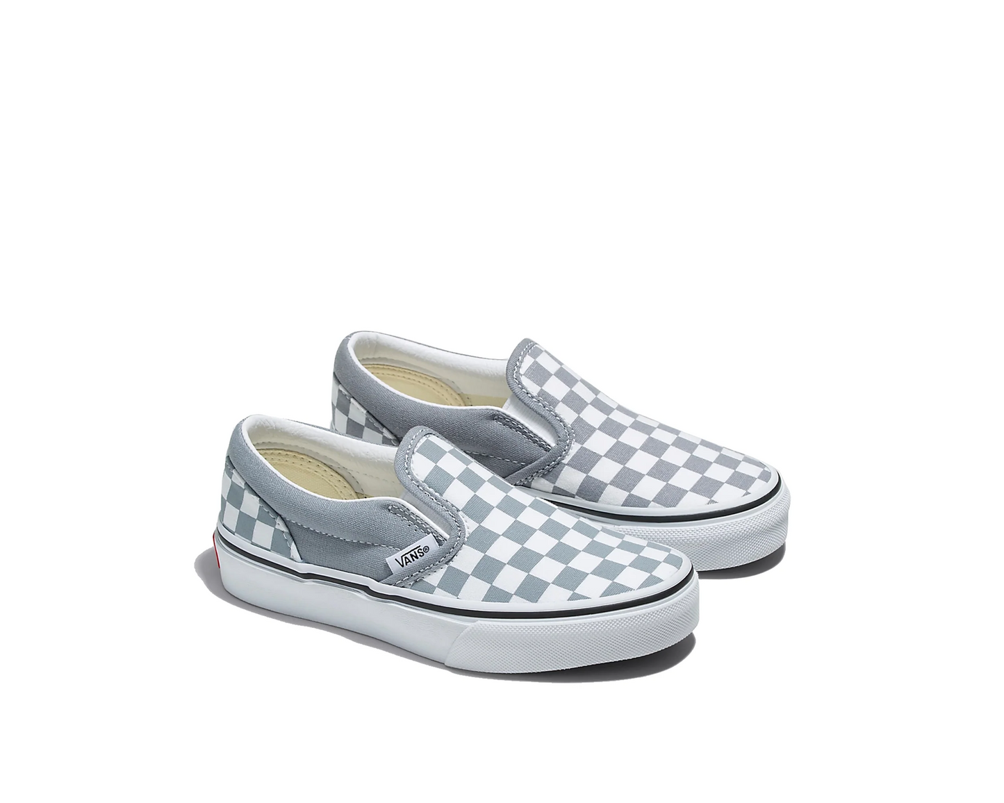 Vans Kids Classic Slip-On Color Theory Checkerboard Shoes (Dusty Blue)