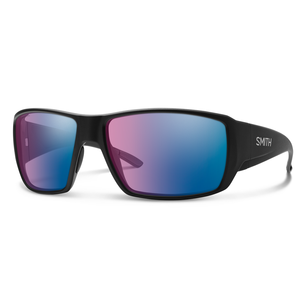 Smith Guides Choice Sunglasses - Matte Black | ChromaPop Glass Polarchromic Rose Blue Mirror