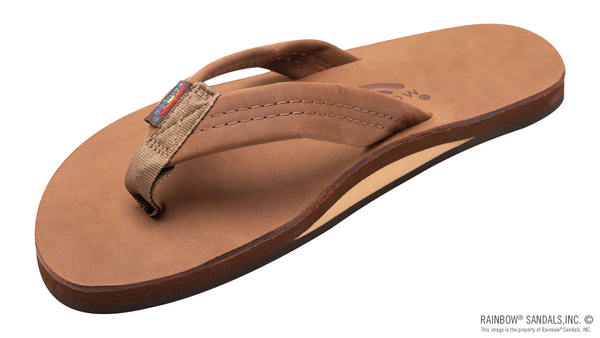 Rainbow Men's Premier Leather Single Layer Arch Sandals - Redwood