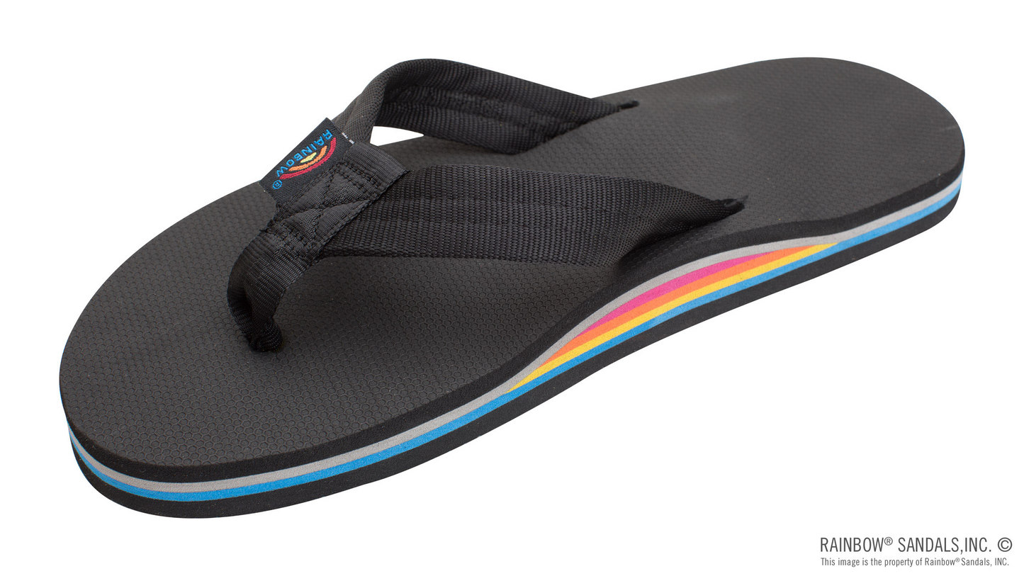 RAINBOW CLASSIC BLACK RUBBER SINGLE LAYER LIMITED EDITION SANDALS